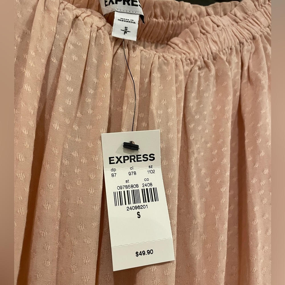 Express Blush Off the Shoulder Tie Shirt - Picture 5 of 6